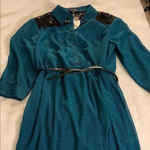 Teal checkered dress with belt 🔻🔻